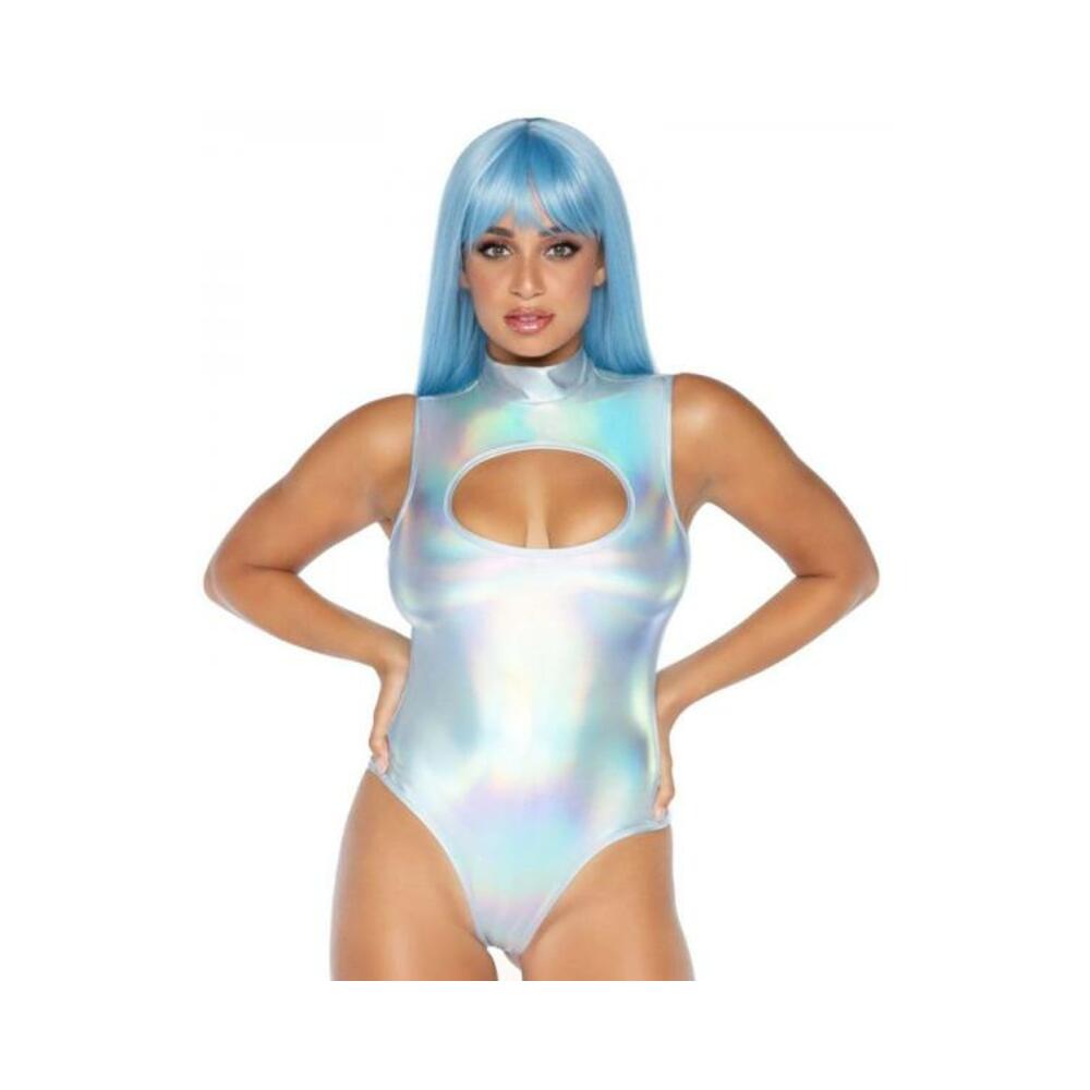 Spandex Keyhole Bodysuit Silver Small