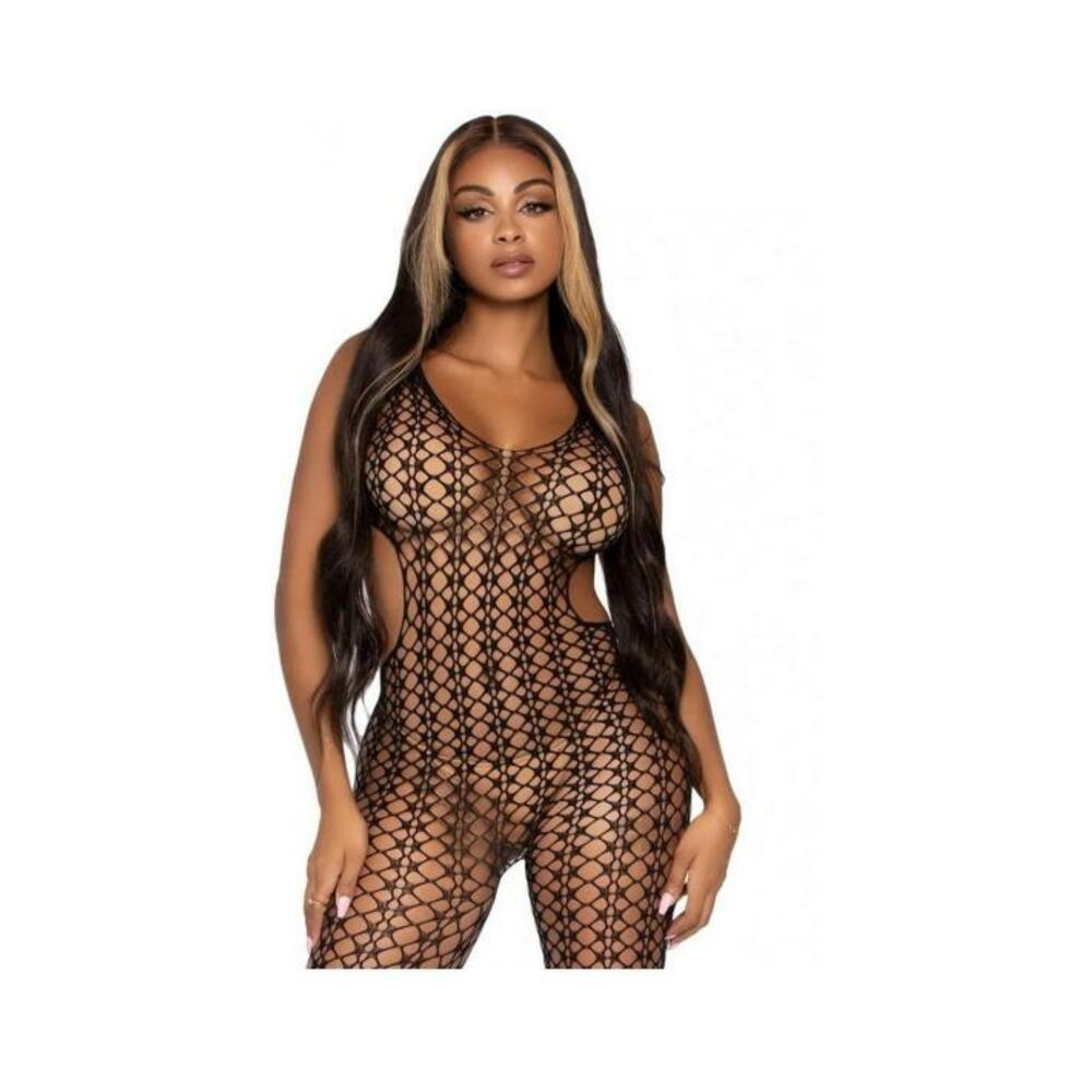 Lattice Net Footless Bodystocking Os Blk