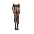 Faux Garter Tights Lace Backseam Os Blk