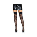 Leopard Net Thigh Wide Band Top Os Blk
