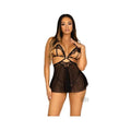 Open Cup Eyelash Babydoll Panty Lg Blk
