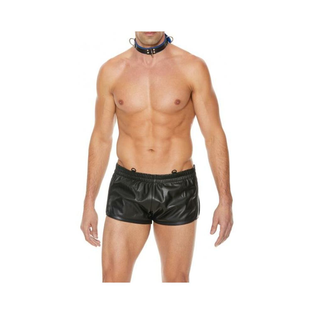 Premium Leather Bondage Collar - Black/blue