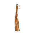 Ouch Pain Unique Italian Leather 7 Braided Tails With 6" Handle Fish Design - Brown Distressed Leath