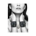 Ouch Plush Bond Leather Hand Cuffs Blk
