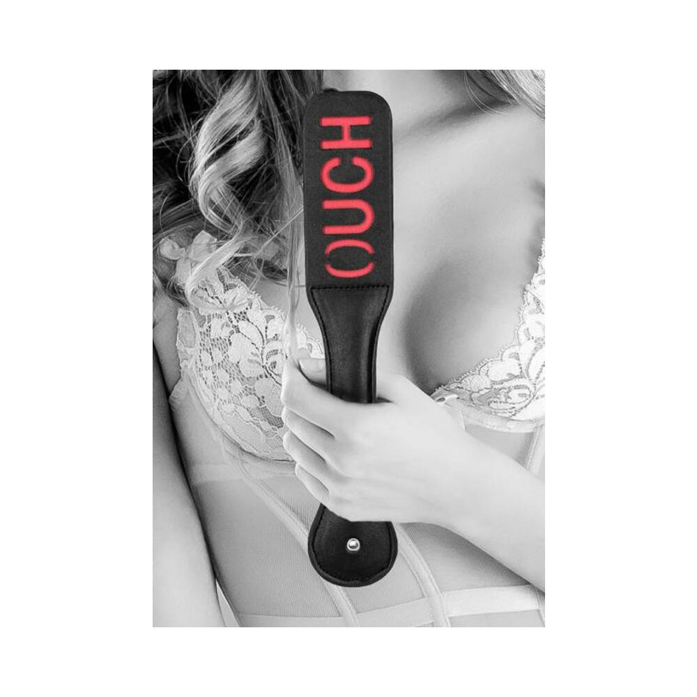 Ouch! Black & White Bonded Leather Paddle Ouch Black