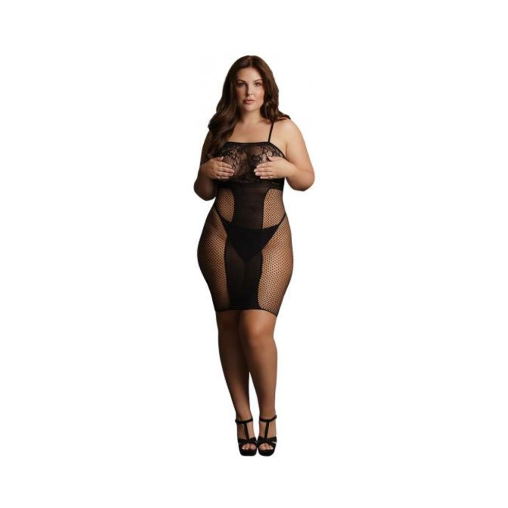 Shots Le Desir Knee-length Lace And Fishnet Dress Black Qs