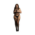 Shots Le Desir Lace Suspender Bodystocking With Round Neck Black Qs