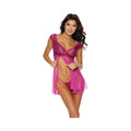 Mesh Babydoll W/floral Embroidered Cups & G-string Berry Xxl