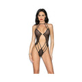 Fishnet Teddy W/jewel Detail Black O/s