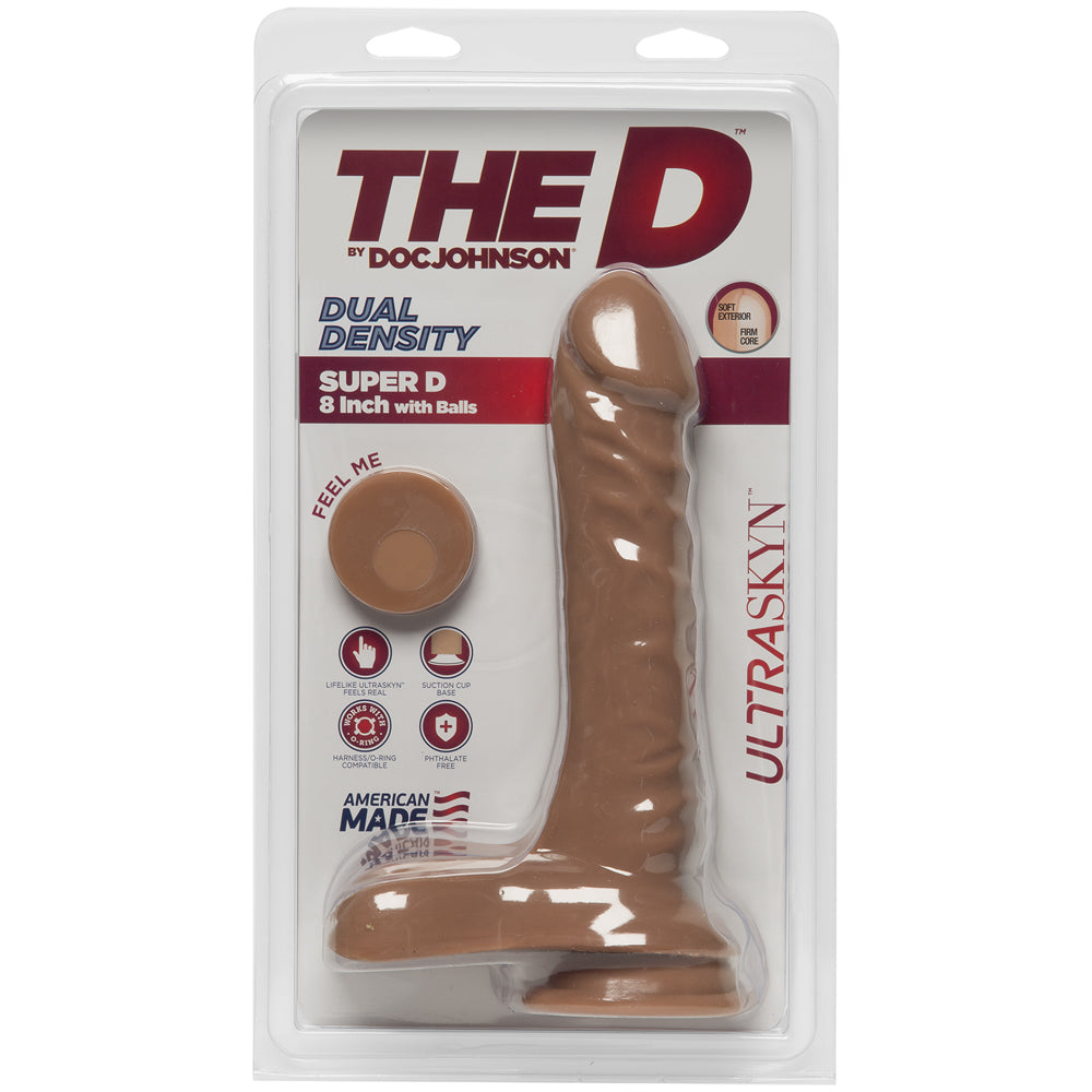 THE D SUPER D 8 W/BALLS CARAMEL TAN DILDO