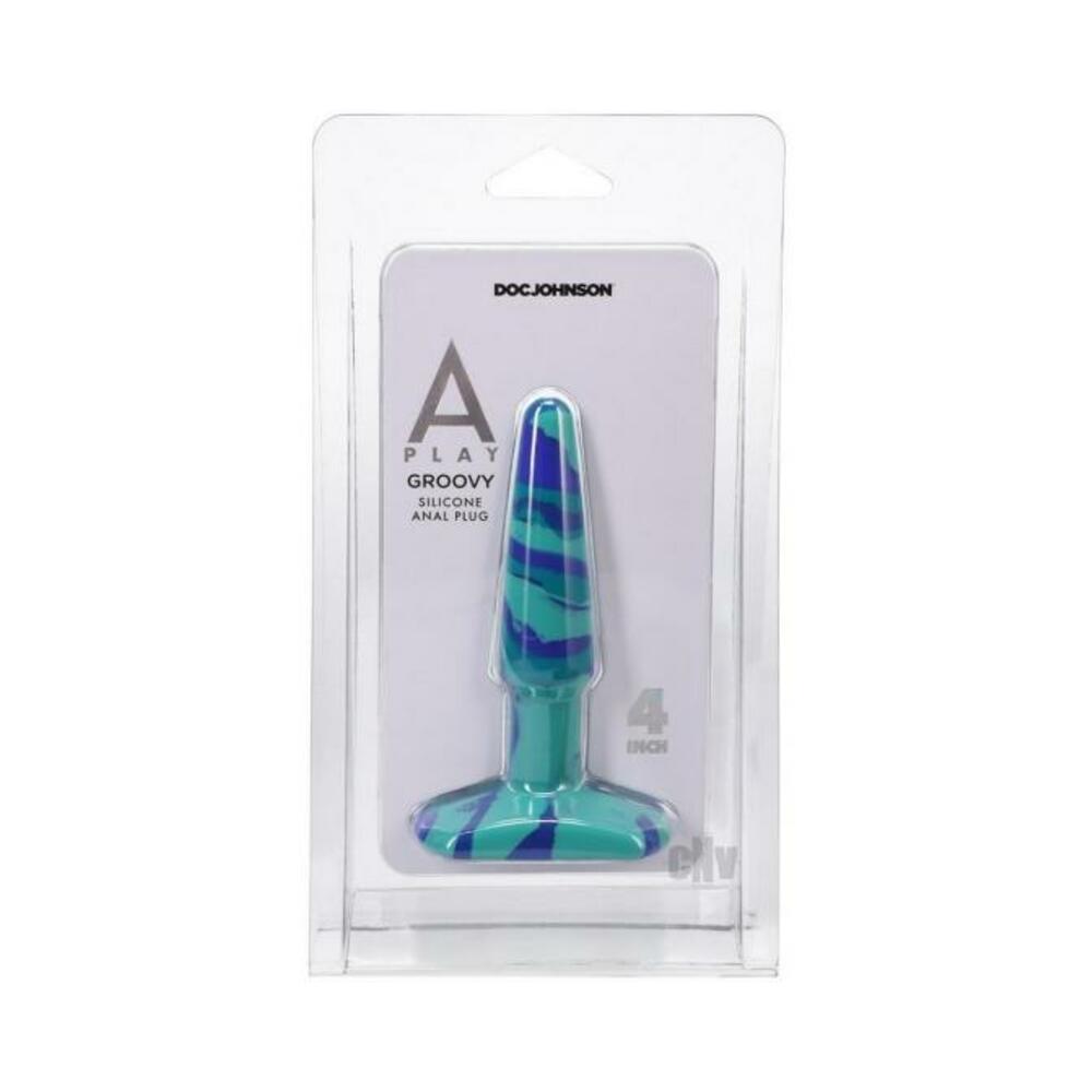 A-play Groovy 4 In. Silicone Anal Plug Ocean