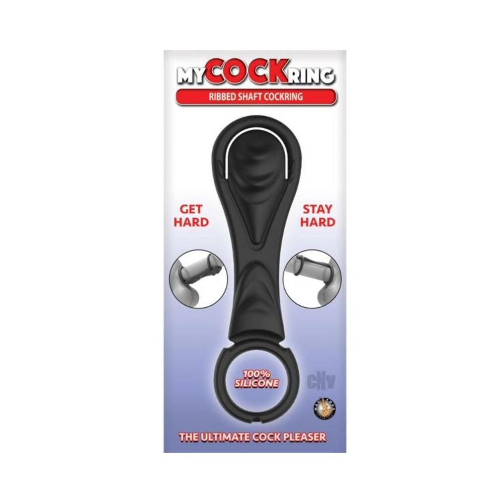 My Cockring Ribbed Shaft Cockring Black