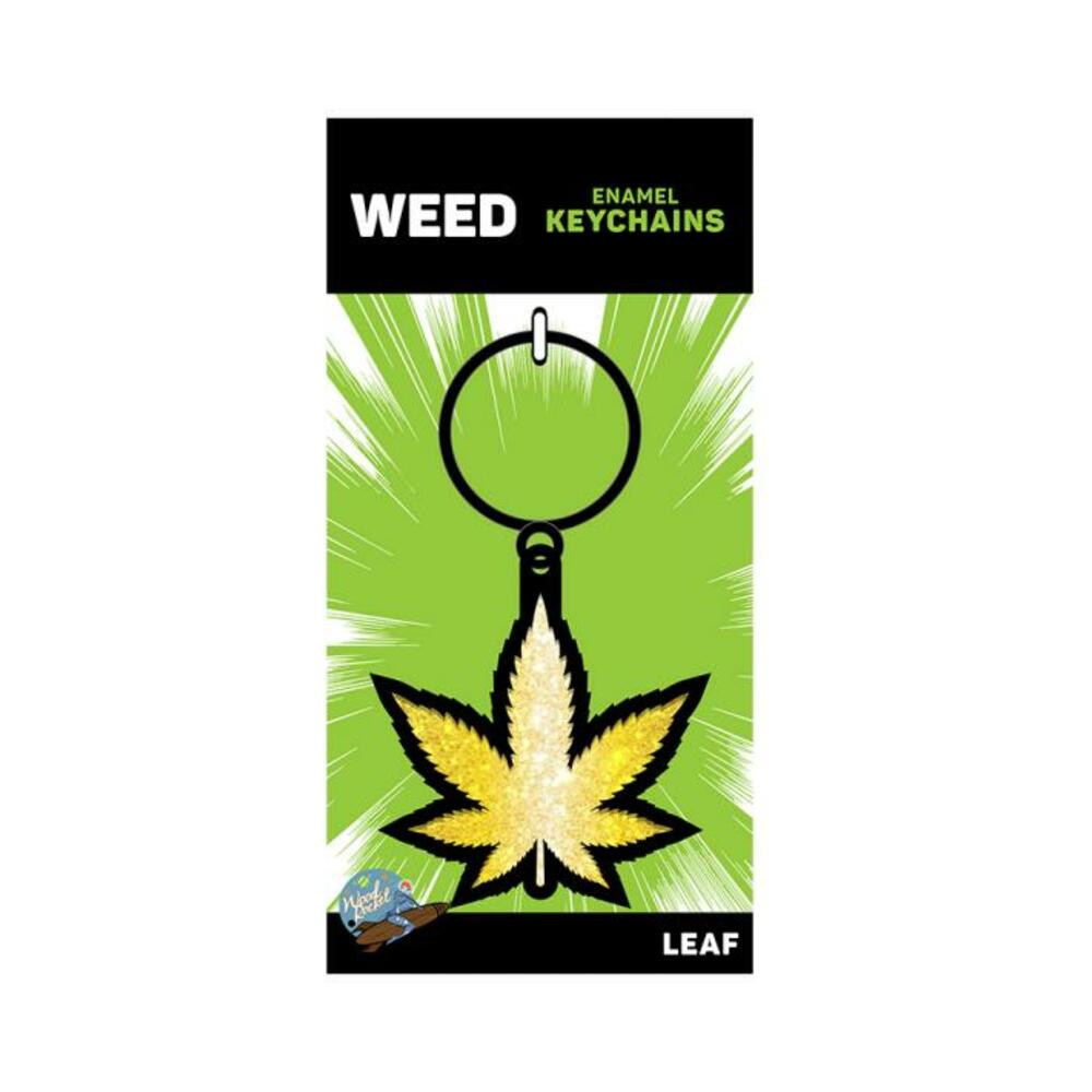 Weed Keychain Gold Glitter Marijuana Leaf