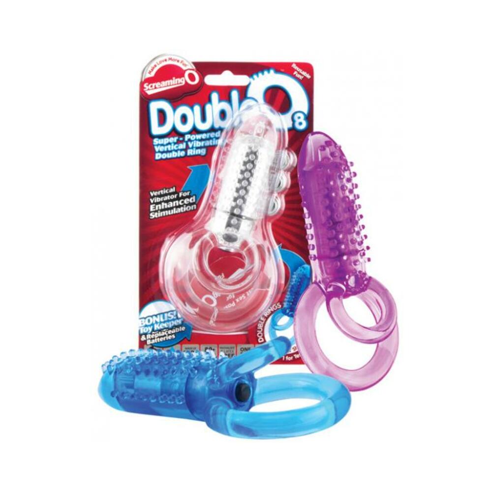 Double O 8 Vibrating Double Cock Ring Assorted Color