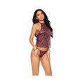 Nadia Lace Halter Cami W/panty - Burgundy Md