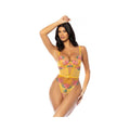 Elisabeth Unlined Underwire Embroidered Teddy - Yellow Xl