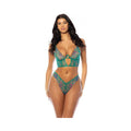 Evelyn Unlined Underwire Embroidered Bustier W/ Panty - Green Md
