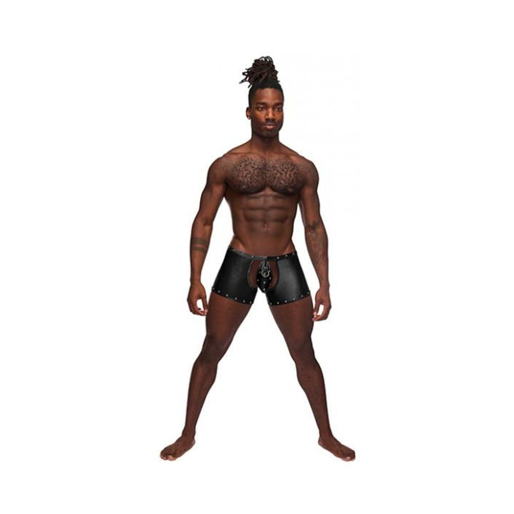 Fetish Poseidon Nylon Spandex Tear Off Cup Thong Short Black S/m