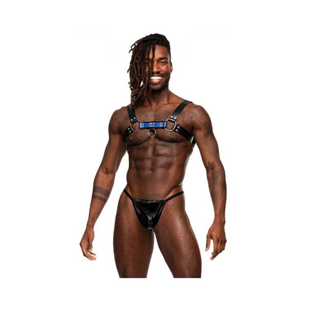 Male Power Men's Leather Aries Black/blue O/s