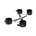 Male Power Leather All 4's Fuzzy Cuff Set Black