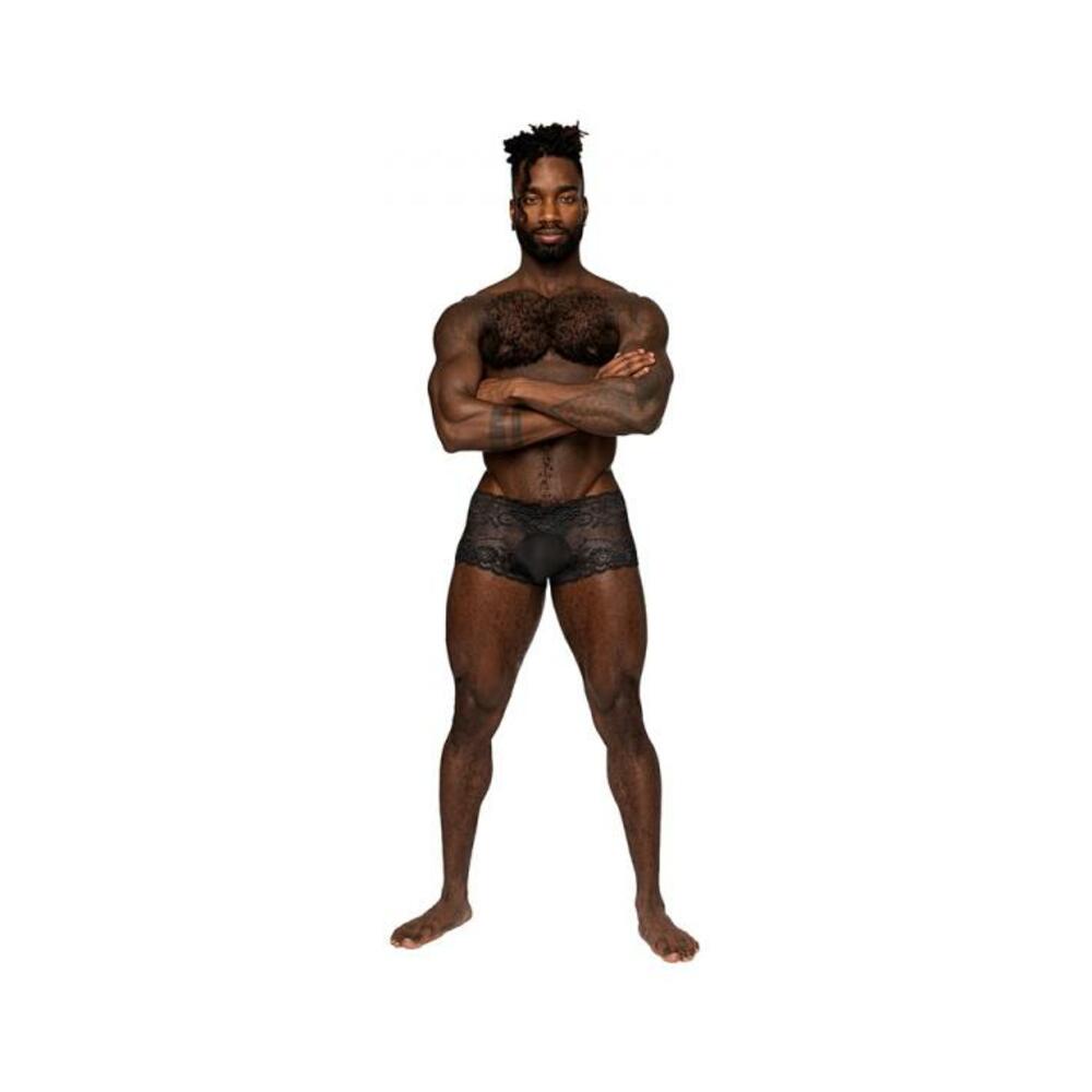 Male Power Sassy Lace Mini Short Sheer Pouch Black S