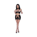Lust Fetish Ambrosia Strappy Corseted Halter, Open Back Skirt & G-string Set Black L/xl
