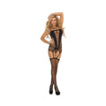 Seamless Diamond Net Cami W/g-string & Stockings - Black O/s