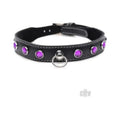 Ms Leather Collar W/rhinestone Purple