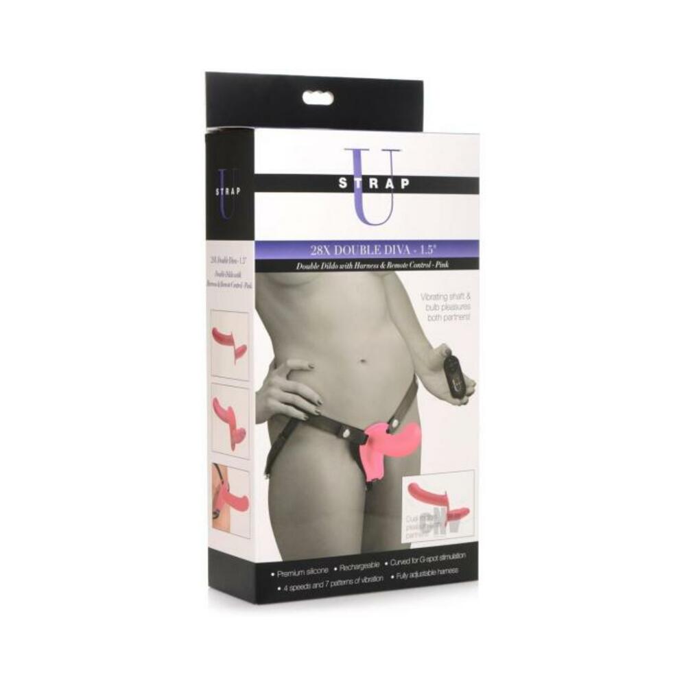 Strap U 28x Dbl Dildo Harness W/rc Pink