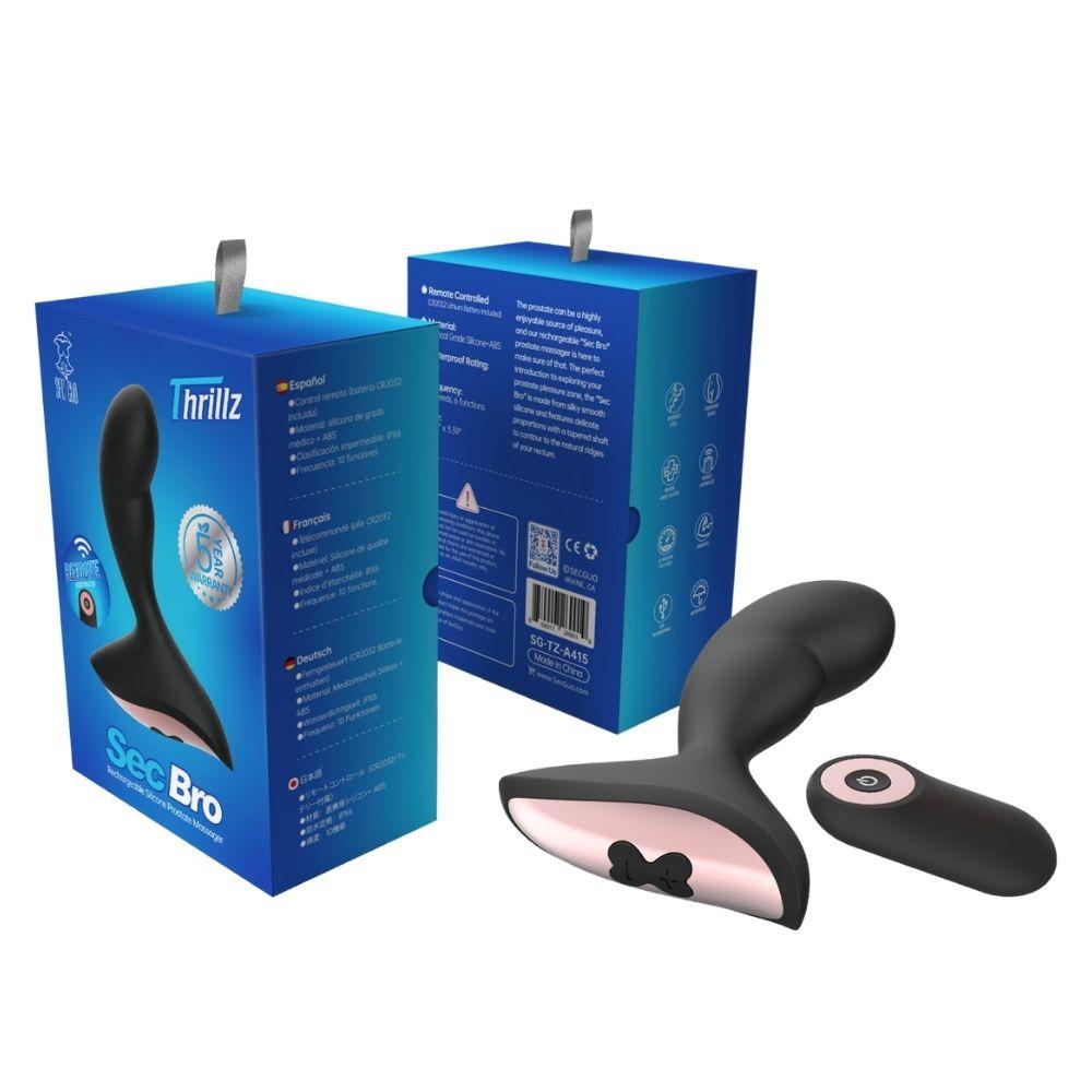 Thrillz Sec Bro Rechargeable Silicone Prostate Massager Black