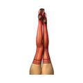 Kixies Monica Red Sheer With Black Seam And Cuban Heel - Size B