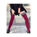 Kixies Heather Cranberry Opaque Thigh-high Stockings Size A