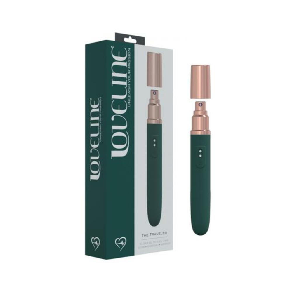 Loveline The Traveler 10 Speed Travel Vibe Silicone Rechargeable Waterproof Forest Green
