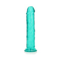 Realrock Crystal Clear Straight 9 In. Dildo Without Balls Turquoise