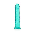 Realrock Crystal Clear Straight 11 In. Dildo Without Balls Turquoise