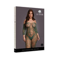 Le Desir Lace Long-sleeved Bodystocking Midnight Green Queen Size