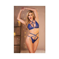 Allure Margot Lace Bralette & Crotchless Panty Blue O/s