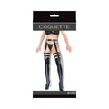 Coquette Thigh-high Wetlook Stockings With Garters Black Os