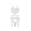 Diva Bra, Garterbelt, And G-string White Os Xl