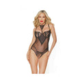 Black Label Crotchless Teddy Black/rose Gold Xl