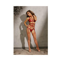 Dreamgirl Two-piece, Strappy Garter Play Set With Unlined Lace Bra Garnet Os