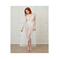 Dreamgirl Stretch Lace Teddy & Sheer Mesh Maxi Skirt With Adjustable Straps & G-string White Xl Hang