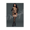 Dreamgirl Lace Patterned Knit Garter Dress With Faux Lace-up And Attached Stockings Black Queen