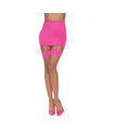 Dreamgirl Cuban Sheer Thigh-high With Contrast Seam Detail Nude/hot Pink Os