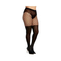 Fence Net Pantyhose W/ Solid Panty Black Q/s