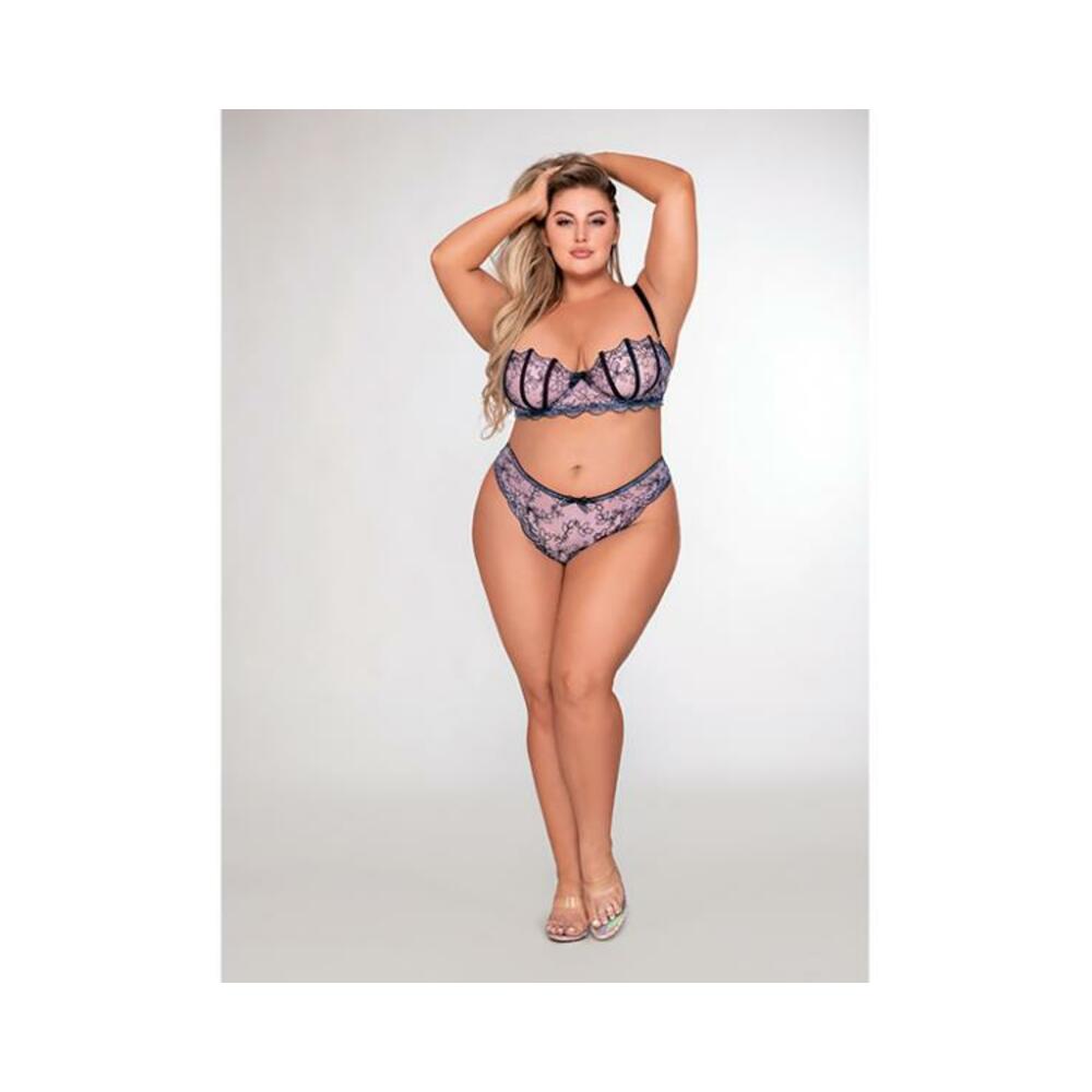 Dreamgirl Shell Bra And Matching G-string Set Lavender 2x