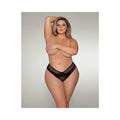 Dreamgirl Mesh Thong With Shadow Stripe Elastic Front Detail Black 3x