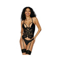 Dreamgirl Bustier And Thong Black M Hanging