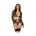 Dreamgirl Bralette, Garter Belt, G String Set Black L Hanging