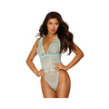 Dreamgirl Fishnet And Lace Corseted Back Teddy Mint O/s